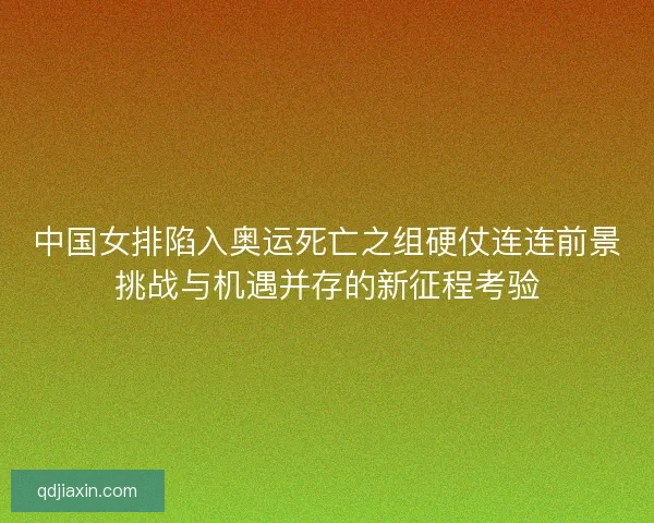 中国女排陷入奥运死亡之组硬仗连连前景挑战与机遇并存的新征程考验